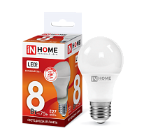 Лампа светодиодная LED-A60-VC 8Вт 230В Е27 6500К 720Лм IN HOME | код 4690612024042 | IN HOME