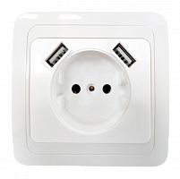 Розетка одинарная CLASSICO с двумя USB белая 2147 IN HOME | код 4690612035260 | IN HOME