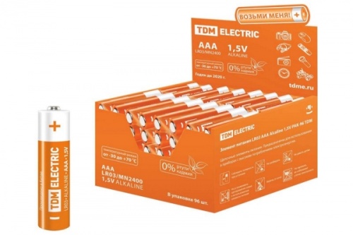 Элемент питания LR03 AAA Alkaline 1,5V PAK-96 TDM | код SQ1702-0010 | TDM