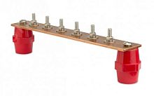 Главная заземляющая шина с изоляторами, 6 подкл., 260ммХ40ммХ4мм медь | код NE2006 | DKC
