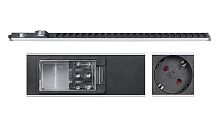 Cabeus PDU-32-24S-B-T Блок розеток для 19 шкафов, вертикальный, 24 розетки Schuko, 32А, автомат защиты, алюминиевый корпус, клеммная колодка | код 9544c | Cabeus