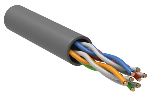 Витая пара U/UTP 5E 4х2х24AWG solid PVC серый (305м) РФ | код. LC1-C5E04-111-R | ITK