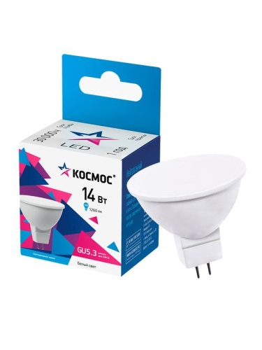 Лампа светодиодная LED 14Вт JCDR 220В GU5.3 D50х52 4500 белый 1260 лм | код LkecLED14wJCDRC45 | КОСМОС