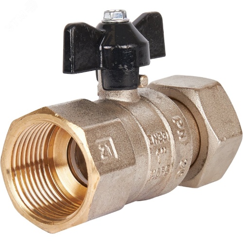 Кран шаровой с накидной гайкой, ВР/накидная гайка, ручка бабочка 1x1 | код SVB-0009-000025 | STOUT