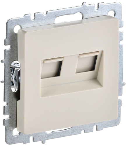 BRITE Розетка двойная RJ11+RJ45 кат.5E РК/Т12-БрКр бежевый | код BR-KT20-O-1-K10 | IEK