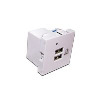 Модуль USB-зарядки, 2 порта, без шторки, 2.1A/5V, 45x45, белый | код LAN-EZ45x45-2U/R2-WH | LANMASTER