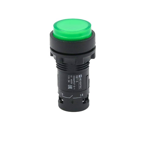 Кнопка зеленая выступающая с подсветкой, 1NO, 24V AC/DC, IP54, пластик MTB7-EW33611 | код 132721 | MEYERTEC