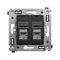 Компьютерная розетка RJ-45 в стену, кат.5e двойная экранированная,Avanti, Черный матовый | код 4412364 | DKC