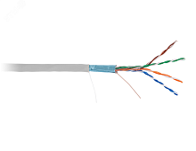 Кабель F/UTP 4 пары Кат.5e одножильный медный внутренний PVC серый 100м | код EC-UF004-5E-PVC-GY-1 | NETLAN