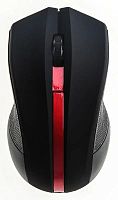 Мышь Оклик 615MW черный/красный оптическая (1200dpi) беспроводная USB для ноутбука (3but) | код 412861 | Oklick