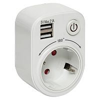 Розеточный блок SB-01 (розетка 2P+E 16А, 2 USB разъема 5V 2,1A) PROxima | код SB-01 | EKF