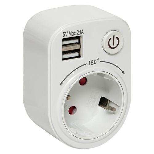 Розеточный блок SB-01 (розетка 2P+E 16А, 2 USB разъема 5V 2,1A) PROxima | код SB-01 | EKF