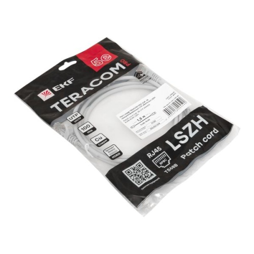Патч-корд кат.5E UTP неэкранир. LSZH сер. 1.5м TERACOM PRO | код TRP-5EUTP-LSH-1.5M-GY | EKF фото 5