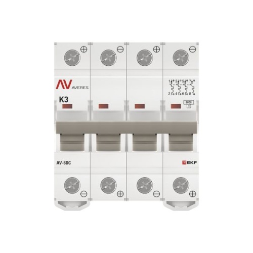 Выключатель автоматический AV-6 DC 4P 3A (K) 6kA EKF AVERES | код mcb6-DC-4-03K-av | EKF фото 5