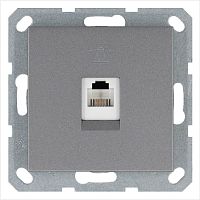 Телефонная розетка RJ11 с накладкой, цвет Алюминий | код G6101S | Jasmart