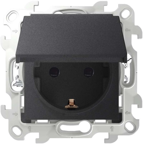 Механизм розетки 1-м СП Push&Go 16А IP44 2P+E графит | Код. 2420448-038 | Smon