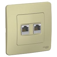 BLANCA С/У РОЗЕТКА двойная компьютерная RJ45, кат.5E, БЕЖЕВЫЙ | код BLNIS045457 | Systeme Electric
