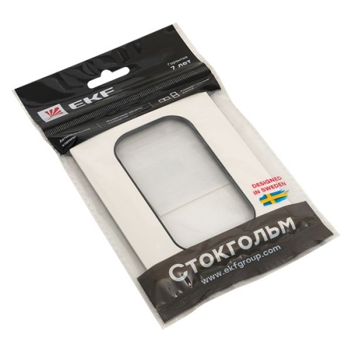 Стокгольм Рамка для розетки 2-местная белая с линией цвета черный PROxima | код EYM-G-303-20 | EKF фото 3