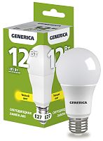Лампа светодиодная A60 груша 12Вт 230В 3000К E27 GENERICA | код LL-A60-12-230-30-E27-G | IEK