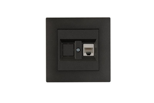 Розетка компьютерная CAT 5+гнездо Karea RIZZ STAR дым. металлик Makel 88050035