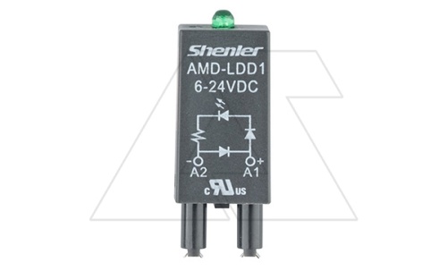 Модуль AMD-LDD1, зеленый LED+диод, 6_24VDC, поляризация +А1/-А2, черный, для SRU, SKF14, SKC, SKB, STB, SRC*-E, GZT, GZM, GZS, GZMB, ES32 | код AMD-LDD1/6_24VDC| Shenler