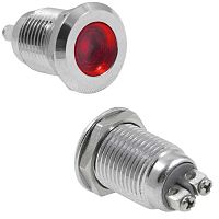 Индикатор антивандальный RUICHI GQ12D-R, красный, M12, IP65, никелированная латунь | код 114125 | Ruichi