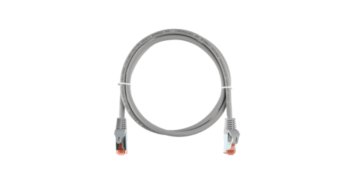 Коммутационный шнур NIKOMAX Essential Line S/FTP 4 пары, Кат.6a (Класс Ea), 500МГц, 2хRJ45/8P8C, T568B, заливной, с защитой защелки, многожильный, BC (чистая медь), 26AWG (7х0,150мм), LSZH нг(А)-HFLTx, светло-серый, 1м | код NMC-PC4SA55B-ES-010-C-GY