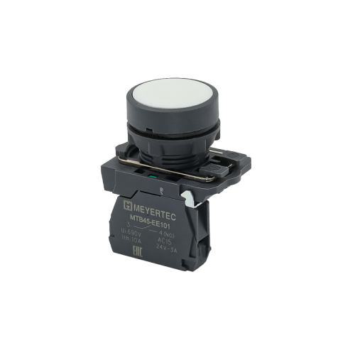 Кнопка плоская белая, 1NO, IP65, пластик MTB5-AA11 | код 137224 | MEYERTEC