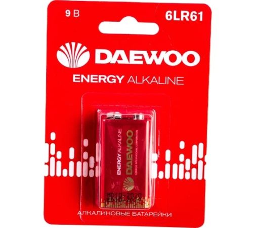 Батарейка 6LR61 DAEWOO ENERGY Alkaline 2021 BL-1 | код .5029729 | DAEWOO
