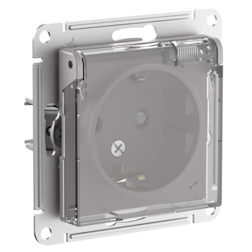 Розетка AtlasDesign Aqua 16А IP44 с заземл. со шт. с прозр. крышк. механизм алюм. | код. ATN440346 | Systeme Electric