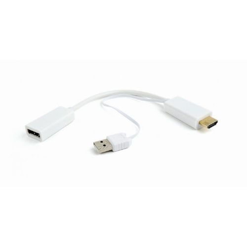 Конвертер HDMI->DisplayPort, Cablexpert DSC-HDMI-DP-W, HD19M+USBxHD20F, белый | код DSC-HDMI-DP-W | Cablexpert