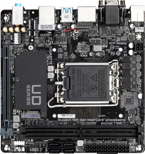 Материнская плата Gigabyte H610I Soc-1700 Intel H610 2xDDR5 mini-ITX AC`97 8ch(7.1) GbLAN+VGA+HDMI+DP | код 2001042 | GIGABYTE