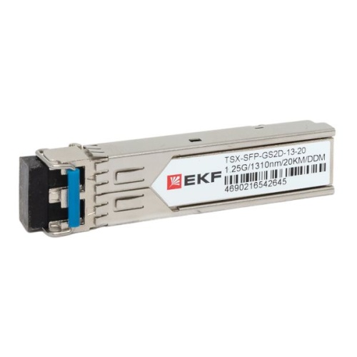 SFP модуль 1,25Гбит двойное одномодовое оптоволокно 1310нм дальность 20км TSX EKF | код TSX-SFP-GS2D-13-20 | EKF