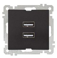 21 - Розетка 2xUSB Type A, черный мат | код 2100-449-0184 | Mutlusan
