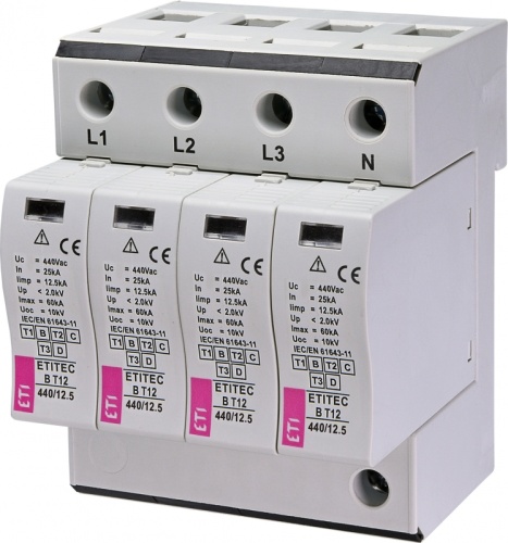 Ограничитель перенапряжения ETITEC B T12 440/12,5 (4+0) 4p | код 002440327 | ETI
