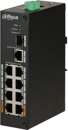 Коммутатор DH-PFS3110-8ET-96 8х100Мбит 1G 1SFP 6PoE+ 96Вт неуправляемый | код 1190210 | Dahua