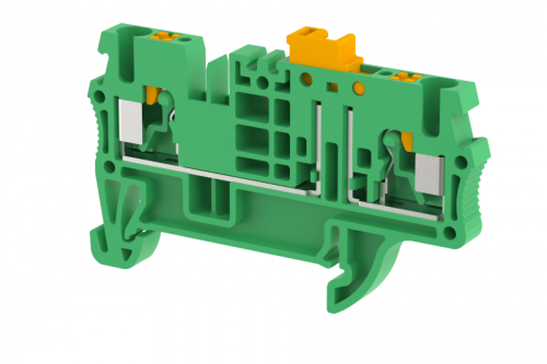 Клемма проходная PUSH-IN 2,5 мм2, с размыкателем, на 2 подключения, зеленая PQK2.5-GREEN | код 3102120003 | Elmex