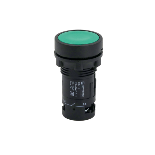 Кнопка плоская зеленая, 1NO+1NC, IP54, пластик MTB7-EA35 | код 132683 | MEYERTEC