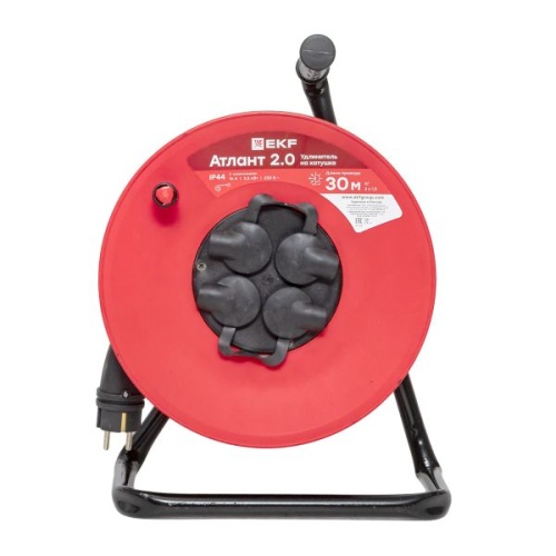 Удлинитель на катушке "Атлант 2,0" 4 гнезда 30м с заземлением КГ 3*1,5 16А/3,5кВт IP44 PROxima | код UKA02-16-315R-4-30-IP44 | EKF фото 2