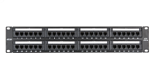 Панель 19'' 2U 48 портов Кат.5e RJ45/8P8C неэкран черная | код EC-URP-48-UD2 | NETLAN