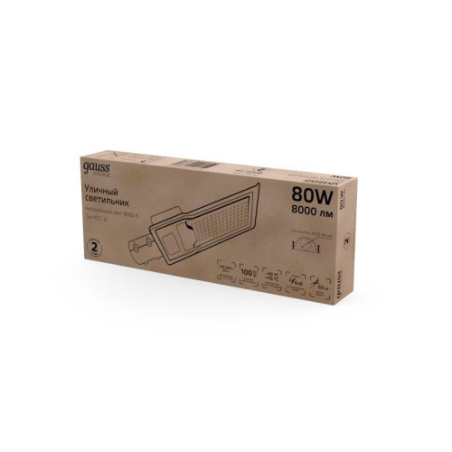 Светильник светодиодный Avenue ДКУ 80Вт 4000К IP65 8000лм 420х160х57 190-250В КСС "Ш" | Код. 629534280 | Gauss фото 4