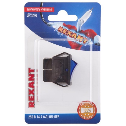 Выключатель клавишный 250В 16А (4с) ON-OFF син. с подсветкой (RWB-502 SC-767 IRS-201-1) блист. Rexant 06-0306-B Выключатель клавишный 250В 16А (4с) ON-OFF син. с подсветкой (RWB-502 SC-767 IRS-201-1) блист. Rexant 06-0306-B