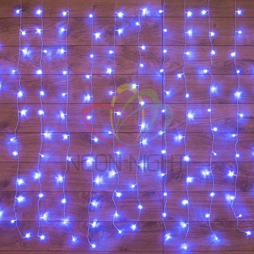 Гирлянда "Светодиодный Дождь" 2.5x2м свечение с динамикой 300LED син. 230В провод прозр. | код 235-053 | Neon-Night