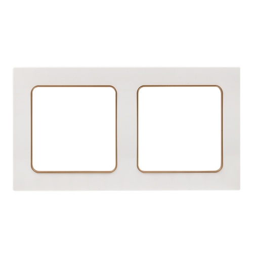 Стокгольм Рамка 2-местная белая с линией цвета шампань PROxima | код EYM-G-303-10 | EKF Стокгольм Рамка 2-местная белая с линией цвета шампань PROxima | код EYM-G-303-10 | EKF