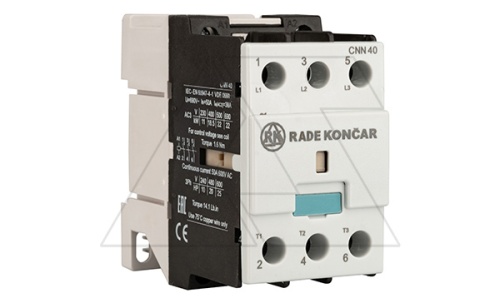Контактор CNN 40 00 110V 50Hz, 3P, 38A/(50A по AC-1), 18.5kW(400VAC), 110VAC | код EAC603004 | Rade Koncar