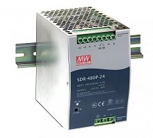 Источник питания AC-DC, 480Вт, вход 90…264V AC, 47…63Гц /127…370В DC, выход 24В/20A, рег. вых 24...28В, изоляция 3000В AC, в кожухе на DIN-рейку 85,5х125,2х128,5мм, -25…+70С, параллельная работа | код SDR-480P-24 | MeanWell