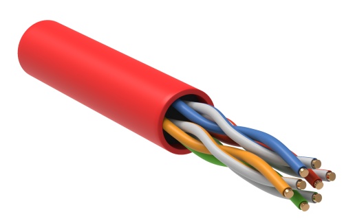 ITK Витая пара U/UTP кат.5E 4х2х24AWG solid LSZH нг(А)-HF красный (305м) | код LC1-C5E04-124 | IEK
