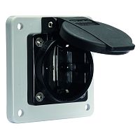 розетка панельная Schuko фланец 60*60 Schuko IP54 серая QC | код 71110 | Bals