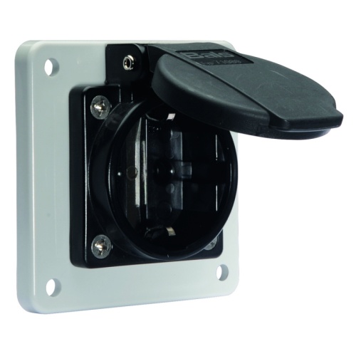 розетка панельная Schuko фланец 60*60 Schuko IP54 серая QC | код 71110 | Bals
