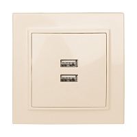 Минск Розетка USB 2-местная СП 2,1А бежевая | код ERR-2USB-200 | EKF